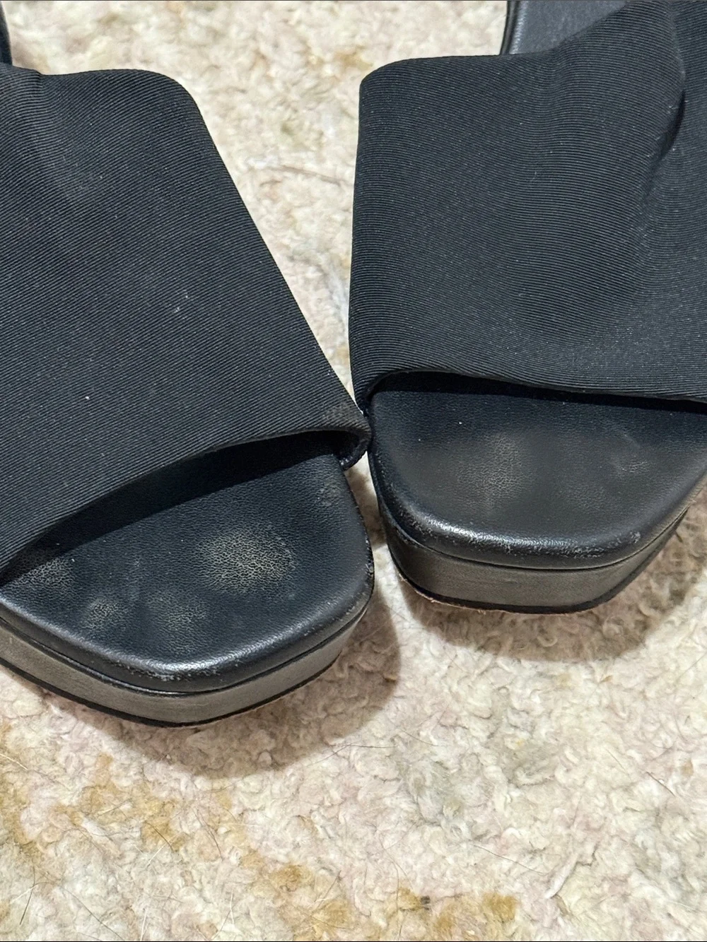 Eileen Fisher Black Stretch Slingback Wedge Sandals